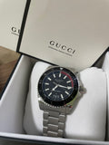 Buy Shop Gucci Dive Quartz Black Dial Silver Steel Strap Watch For Men - YA136212 USA Online