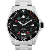 Buy Shop Gucci Dive Quartz Black Dial Silver Steel Strap Watch For Men - YA136221 USA Online