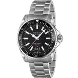 Gucci Dive Quartz Black Dial Silver Steel Strap Watch For Men - YA136301