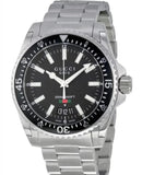 Buy Shop Gucci Dive Quartz Black Dial Silver Steel Strap Watch For Men - YA136301A USA Online
