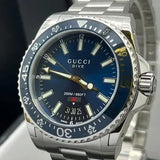 Buy Shop Gucci Dive Quartz Blue Dial Silver Steel Strap Watch For Men - YA136311 USA Online