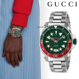 Buy Shop Gucci Dive Quartz Green Dial Silver Steel Strap Watch For Men - YA136222 USA Online