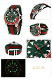 Buy Shop Gucci Dive Quartz Green Dial Two Tone NATO Strap Watch For Men - YA136339 USA Online