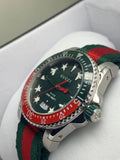 Buy Shop Gucci Dive Quartz Green Dial Two Tone NATO Strap Watch For Men - YA136339 USA Online