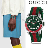 Buy Shop Gucci Dive Quartz Green Dial Two Tone NATO Strap Watch For Men - YA136339 USA Online