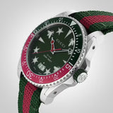 Buy Shop Gucci Dive Quartz Green Dial Two Tone NATO Strap Watch For Men - YA136339 USA Online