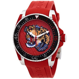 Buy Shop Gucci Dive Quartz Red Dial Red Rubber Strap Watch For Men - YA136315 USA Online