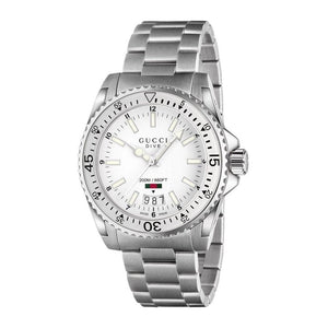 Buy Shop Gucci Dive Quartz White Dial Silver Steel Strap Watch for Men - YA136302 USA Online