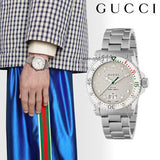 Buy Shop Gucci Dive Quartz White Dial Silver Steel Strap Watch For Men - YA136336 USA Online