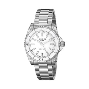 Buy Shop Gucci Dive Quartz White Dial Stainless Steel Unisex Watch - YA136402 USA Online