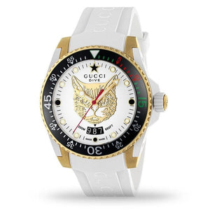 Buy Shop Gucci Dive Quartz White Dial White Rubber Strap Unisex Watch - YA136322 USA Online