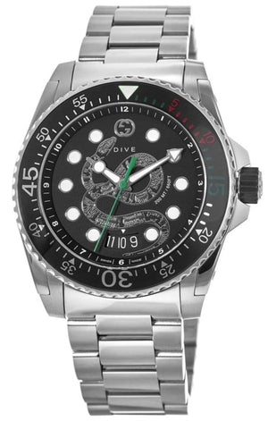 Buy Shop Gucci Dive Snake Black Dial Silver Steel Strap Watch For Men - YA136218 USA Online