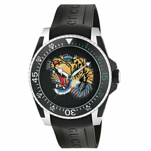 Buy Shop Gucci Dive Tiger Black Dial Black Rubber Strap Watch For Men - YA136318 USA Online