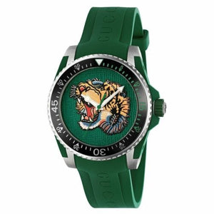 Buy Shop Gucci Dive Tiger Green Dial Green Rubber Strap Watch For Men - YA136316 USA Online