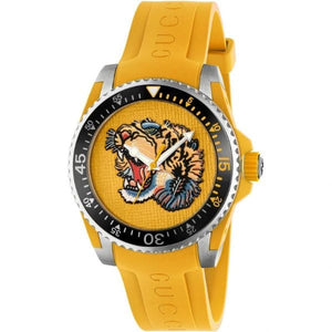 Buy Shop Gucci Dive Tiger Yellow Dial Yellow Rubber Strap Watch For Men - YA136317 USA Online