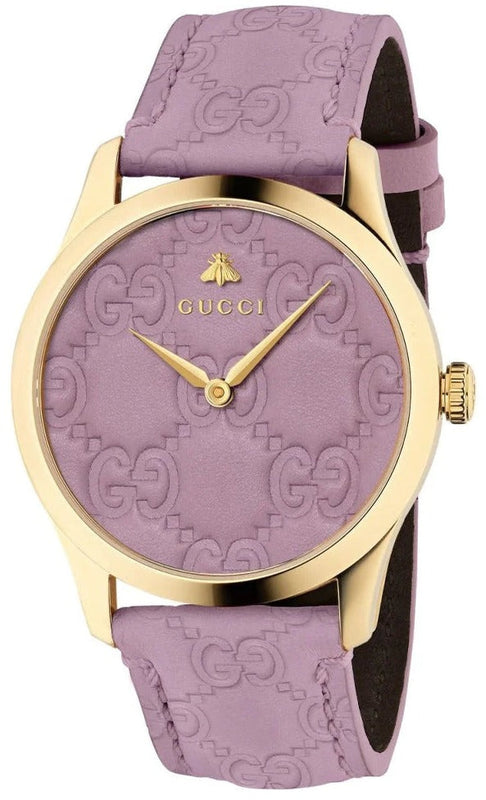 Buy Shop Gucci G Timeless Quartz Lilac Dial Lilac Leather Strap Watch For Women - YA1264098 USA Online