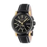 Gucci G Chrono Black Dial Black Leather Strap Watch For Men - YA101203