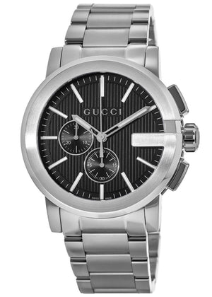 Buy Shop Gucci G Chrono Black Dial Silver Steel Strap Watch For Men - YA101204 USA Online
