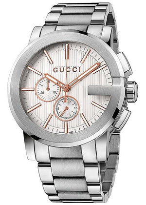 Buy Shop Gucci G Chrono Chronograph Silver Dial Silver Steel Strap Watch For Men - YA101201 USA Online
