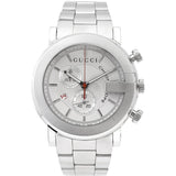 Gucci G Chrono Chronograph White Dial Silver Steel Strap Watch For Men - YA101339