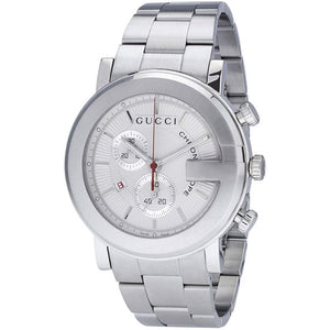 Buy Shop Gucci G Chrono Chronograph White Dial Silver Steel Strap Watch For Men - YA101339 USA Online