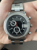 Buy Shop Gucci G Chrono Diamonds Black Dial Silver Steel Strap Watch For Men - YA101324 USA Online