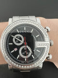 Buy Shop Gucci G Chrono Diamonds Black Dial Silver Steel Strap Watch For Men - YA101324 USA Online