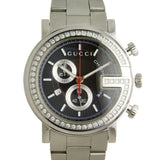 Buy Shop Gucci G Chrono Diamonds Black Dial Silver Steel Strap Watch For Men - YA101324 USA Online