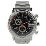 Buy Shop Gucci G Chrono Diamonds Black Dial Silver Steel Strap Watch For Men - YA101324 USA Online
