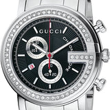 Buy Shop Gucci G Chrono Diamonds Black Dial Silver Steel Strap Watch For Men - YA101324 USA Online