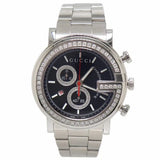 Buy Shop Gucci G Chrono Diamonds Black Dial Silver Steel Strap Watch For Men - YA101324 USA Online