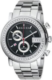 Buy Shop Gucci G Chrono Diamonds Black Dial Silver Steel Strap Watch For Men - YA101324 USA Online