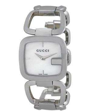 Buy Shop Gucci G-Class Mother of Pearl Dial Silver Steel Strap Watch For Women - YA125404 USA Online