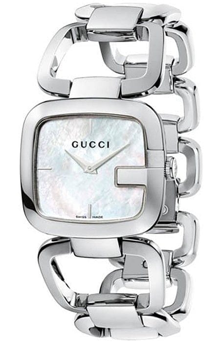 Buy Shop Gucci G-Class Mother of Pearl Dial Silver Steel Strap Watch For Women - YA125404 USA Online