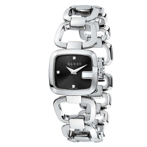 Buy Shop Gucci G Diamonds Black Dial Silver Steel Strap Watch For Women - YA125509 USA Online