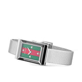 Buy Shop Gucci G Frame Quartz Diamonds Green & Red Mother of Pearl Dial Silver Mesh Bracelet Watch For Women - YA147510 USA Online