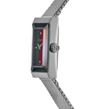 Buy Shop Gucci G Frame Quartz Diamonds Green & Red Mother of Pearl Dial Silver Mesh Bracelet Watch For Women - YA147510 USA Online
