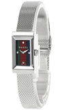 Buy Shop Gucci G Frame Quartz Diamonds Green & Red Mother of Pearl Dial Silver Mesh Bracelet Watch For Women - YA147510 USA Online