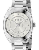 Buy Shop Gucci G Frame Quartz Diamonds Silver Dial Silver Steel Strap Watch For Women - YA142504 USA Online