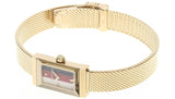Buy Shop Gucci G Frame Quartz Diamonds White Red Blue Dial Gold Mesh Bracelet Watch For Women - YA147511 USA Online