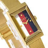 Buy Shop Gucci G Frame Quartz Diamonds White Red Blue Dial Gold Mesh Bracelet Watch For Women - YA147511 USA Online