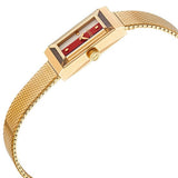 Buy Shop Gucci G Frame Quartz Diamonds White Red Blue Dial Gold Mesh Bracelet Watch For Women - YA147511 USA Online