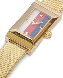 Buy Shop Gucci G Frame Quartz Diamonds White Red Blue Dial Gold Mesh Bracelet Watch For Women - YA147511 USA Online