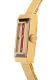 Buy Shop Gucci G Frame Quartz Diamonds White Red Blue Dial Gold Mesh Bracelet Watch For Women - YA147511 USA Online