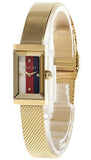 Buy Shop Gucci G Frame Quartz Diamonds White Red Blue Dial Gold Mesh Bracelet Watch For Women - YA147511 USA Online