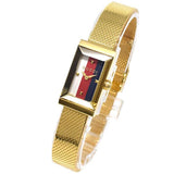 Buy Shop Gucci G Frame Quartz Diamonds White Red Blue Dial Gold Mesh Bracelet Watch For Women - YA147511 USA Online