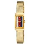 Buy Shop Gucci G Frame Quartz Diamonds White Red Blue Dial Gold Mesh Bracelet Watch For Women - YA147511 USA Online