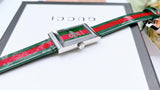 Buy Shop Gucci G Frame Quartz Green & Red Mother of Pearl Dial Multicolor Leather Strap Watch For Women - YA147408 USA Online