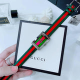 Buy Shop Gucci G Frame Quartz Green & Red Mother of Pearl Dial Multicolor Leather Strap Watch For Women - YA147408 USA Online