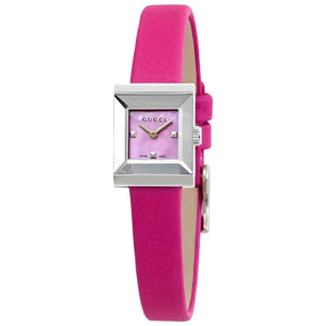 Buy Shop Gucci G-Frame Square Fuchsia Mother of Pearl Dial Fuchsia Leather Strap Watch For Women - YA128533 USA Online
